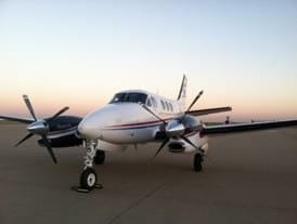 An aircraft sitting on the runway