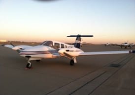 An aircraft sitting on the runway